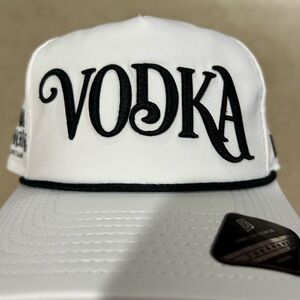 White Vodka Cap with Black Embroidery